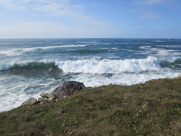 Deniz, yan, Wild coast, okyanus, Brittany, manzara, Sahil
