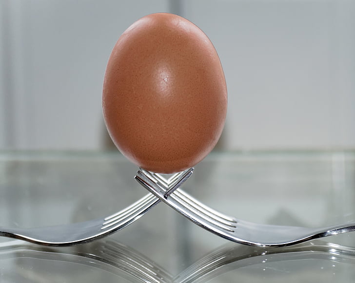 fork, egg, balance, art