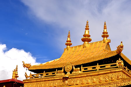 здание, Религия, Храм, Китай, золото