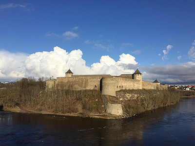 纳尔瓦, 爱沙尼亚, 城堡, 建筑, 堡, 河, 著名的地方