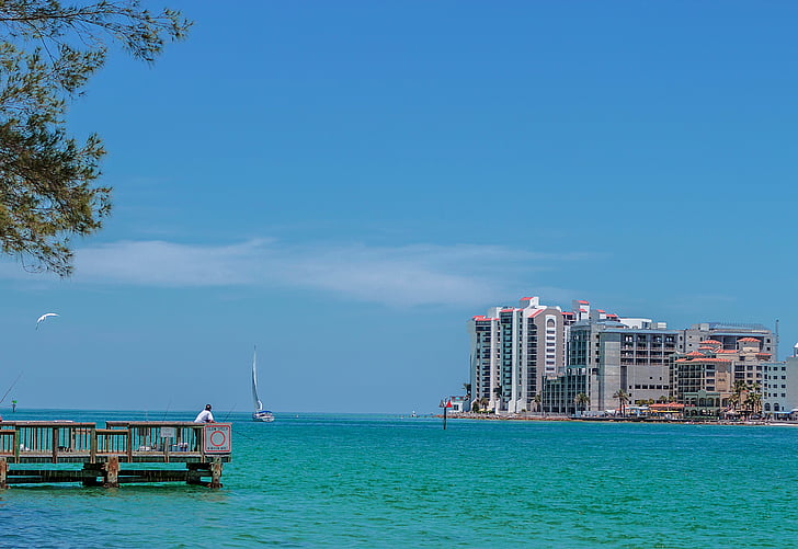 sand key park, jetty, clearwater, city, sailboat, gulf of mexico, landscape