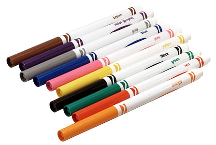 følte kuglepenne, farver, Crayola, markører, multi farvet, hvid farve, variation