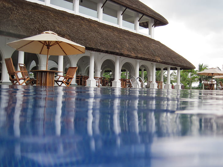 arkitektur, Hotel, pool, vid poolen, Resort, poolen, paraply