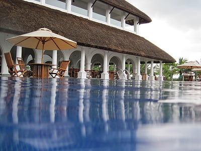 Architektura, Hotel, basen, przy basenie, Resort, basen, parasol