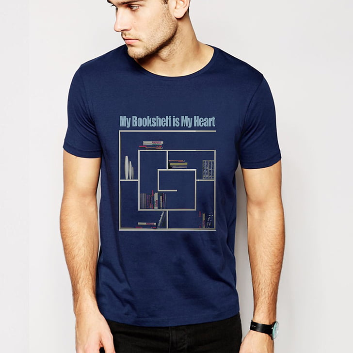 t-shirt design, bok-self, Pojke, en man endast, endast män, Studio skott, en person