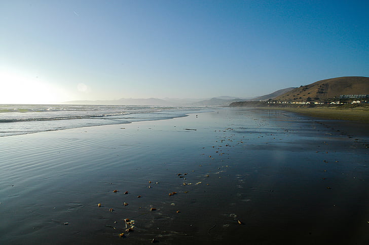 Californien, Beach, Pacific, havet, vand, kyst, sand
