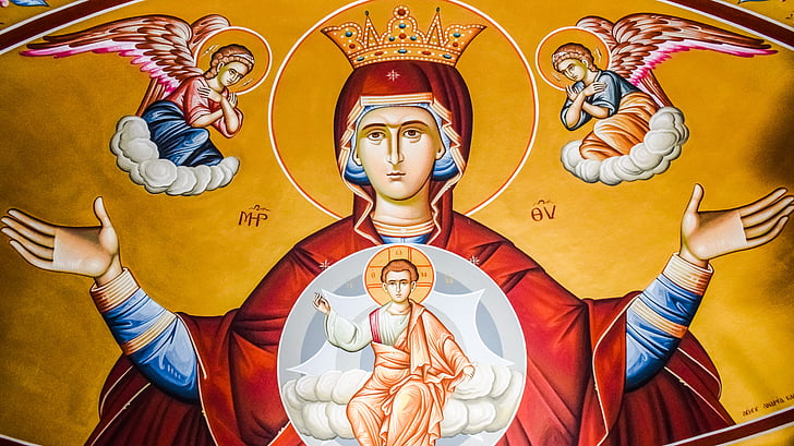 virgin mary, queen of heaven, iconography, religion, orthodox, church, christianity