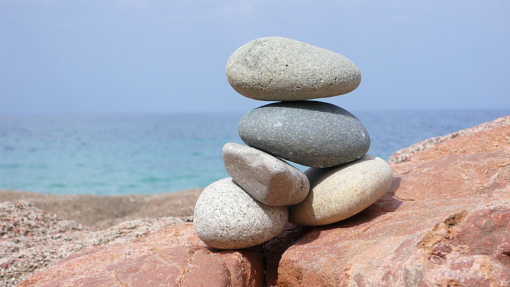 stones, holiday, cairn, sea, beach, rock