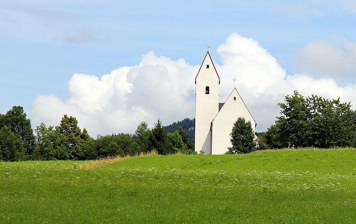 Capela, Igreja, montanha mais lentamente, bach de grão, paisagem, Chiemgau, individualmente