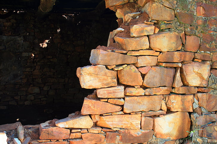 Naturstein-Ruine, Ruine, Gebäude, Steinen, verfallene