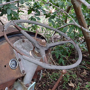old, worn, rusty, tractor, steering wheel, vintage, antique