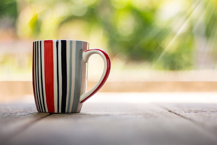 cup, top, view, coffee, table, vintage, background