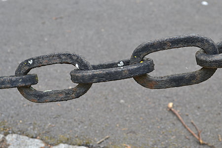 hierro, cadena, enlace, metal, cerradura, bloqueado, encadenados