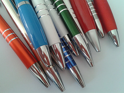 kuglepenne, farver, At skrive, tage noter, skole, lektioner, noter