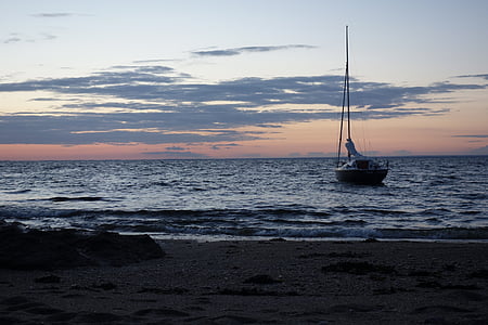 perahu nelayan, boot, malam, senja, senja, matahari terbenam, kapal layar