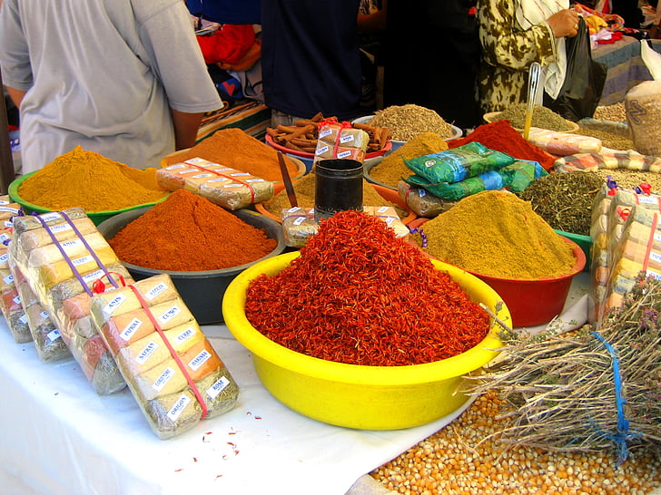 rempah-rempah, Tunisia, pasar, Asia, menjual, budaya, Makanan
