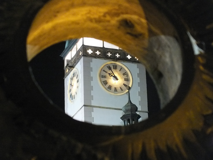reloj, Torre, noche, el mercado de