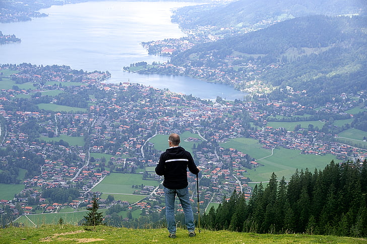 Bavaria, tūrists, Pārgājieni, ezers, Lookout, vīrietis, kalns