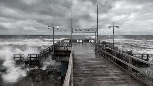 Sea bridge, Bansin, pilved, Usedom, Läänemere, Sea, taevas