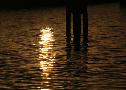Sunset, vand, solen, refleksion, nedgående sol, Holland