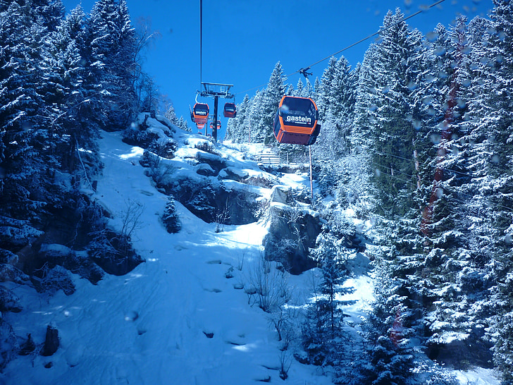 neu, blau, muntanyes, paisatge, fons, esquí