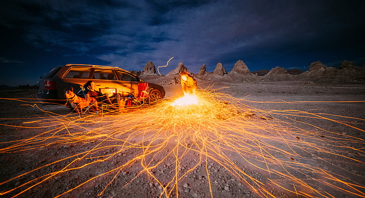 αυτοκίνητο, έρημο, τοπίο, ελαφρά ραβδώσεις, φώτα, σε εξωτερικούς χώρους, Άμμος