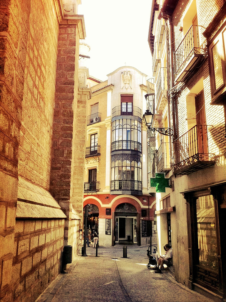 toledo, street, balcony, sunset, tourist, alley