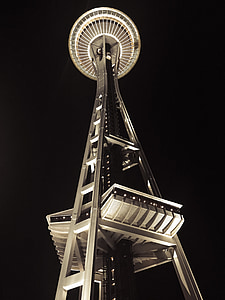 wieży Space needle, Architektura, punkt orientacyjny, budynki, metropolia, Waszyngton, gród