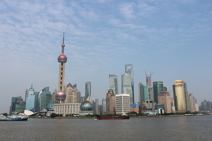 Shanghai, de bund, Huangpu rivier