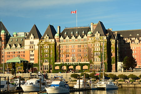 Empress hotel, Victoria, Inner harbor, Cestovanie, Britská, Columbia, Harbor