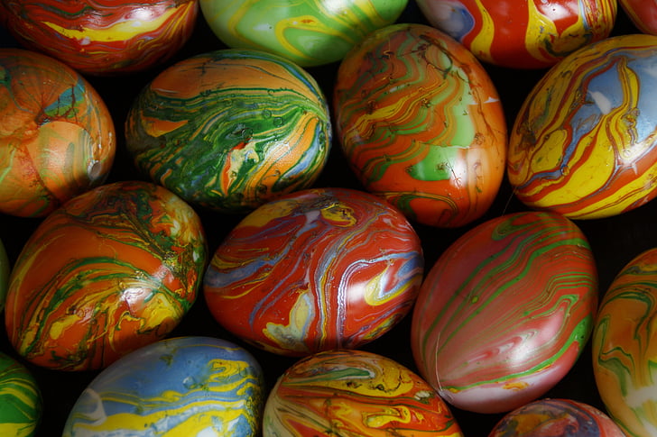 marmoroitu, pääsiäismunia, marmoroitu pääsiäismunia, värillinen, värikäs, väri, Pääsiäinen
