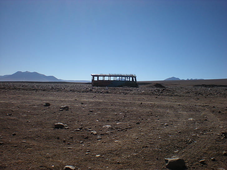 Buss, förstörde, Atacama, resor, landskap, resa, Sydamerika