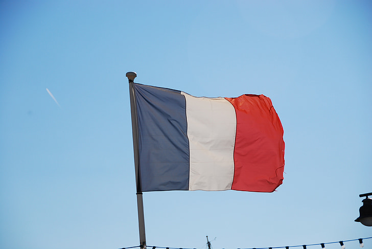 bandera francesa, Francia, Bandera, cielo, azul
