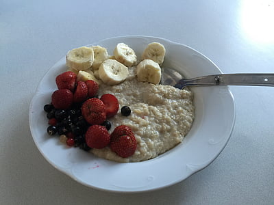 plate, breakfast, porridge, morning, food, fruit, freshness