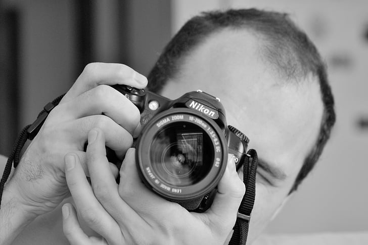 fotografo, fotocamera, fotografia, bianco e nero, telecamere, maschile, temi per la fotografia