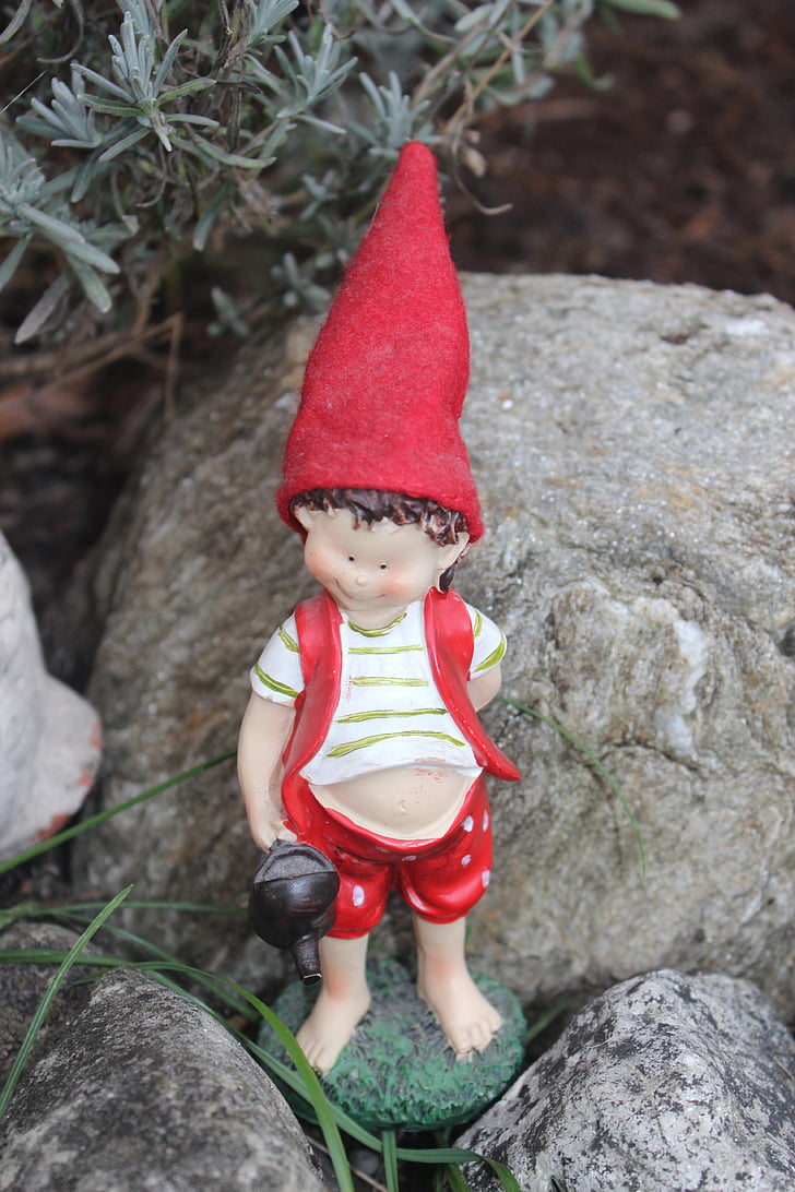 imp, gnome, Záhrada, sú, smiešny, záhradný trpaslík, textílie