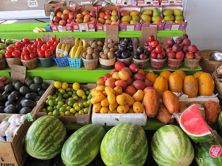 mercado de agricultores, produzir, fresco, comida, frutas, produtos hortícolas, urbana