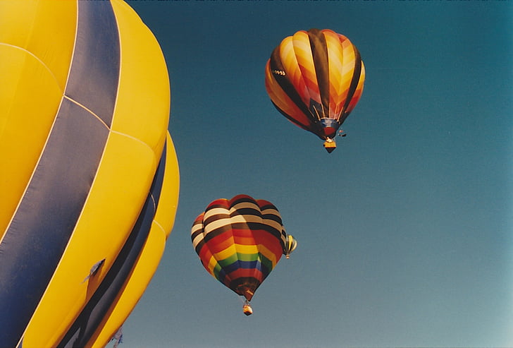balão de ar quente, balão, colorido, vibrante, Albuquerque, aérea, céu