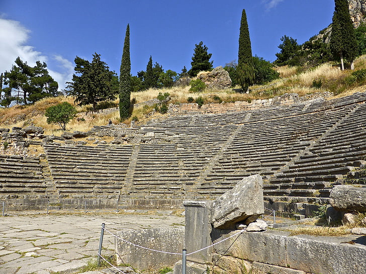 Delphi, amfitheater, Romeinse, ruïnes, oude, erfgoed, Theater