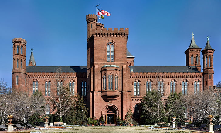 Smithsonian, Instituut, Washington, Verenigde Staten, natuurstenen huis, bakstenen, Verenigde Staten