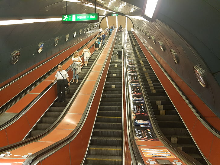 κυλιόμενες σκάλες, σκάλες, μετρό, υπόγειο, κιγκλιδώματα, κυλίνδρου πλατφόρμα, κίνηση