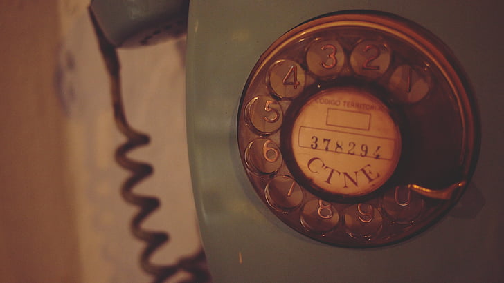 brun, Rotary, urtavla, telefon, Rotary telefon, Vintage, Antik