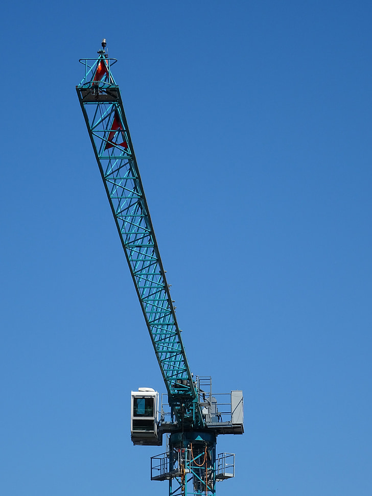 crane, baukran, blue sky, construction work, technology, site, hydraulic
