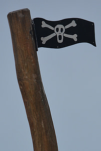 flagga, pirat, skalle