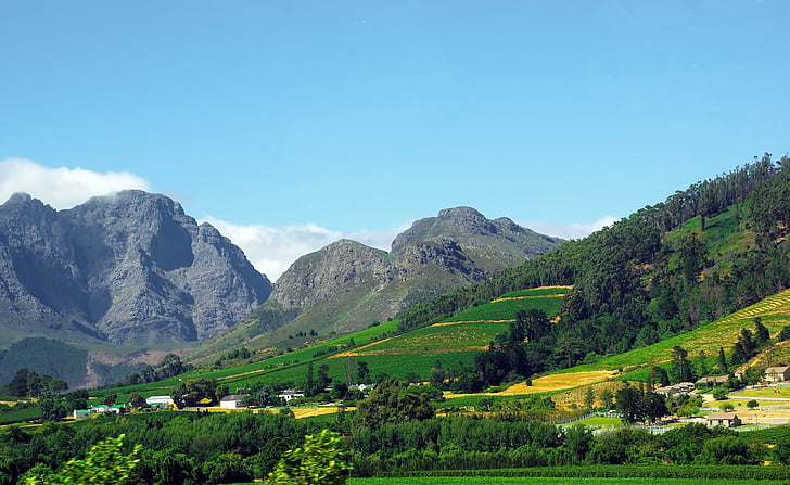 Etelä-Afrikka, franshoeck, hugenotti, protestanttinen cap, viiniköynnöksen, vuoret, Drakenstein