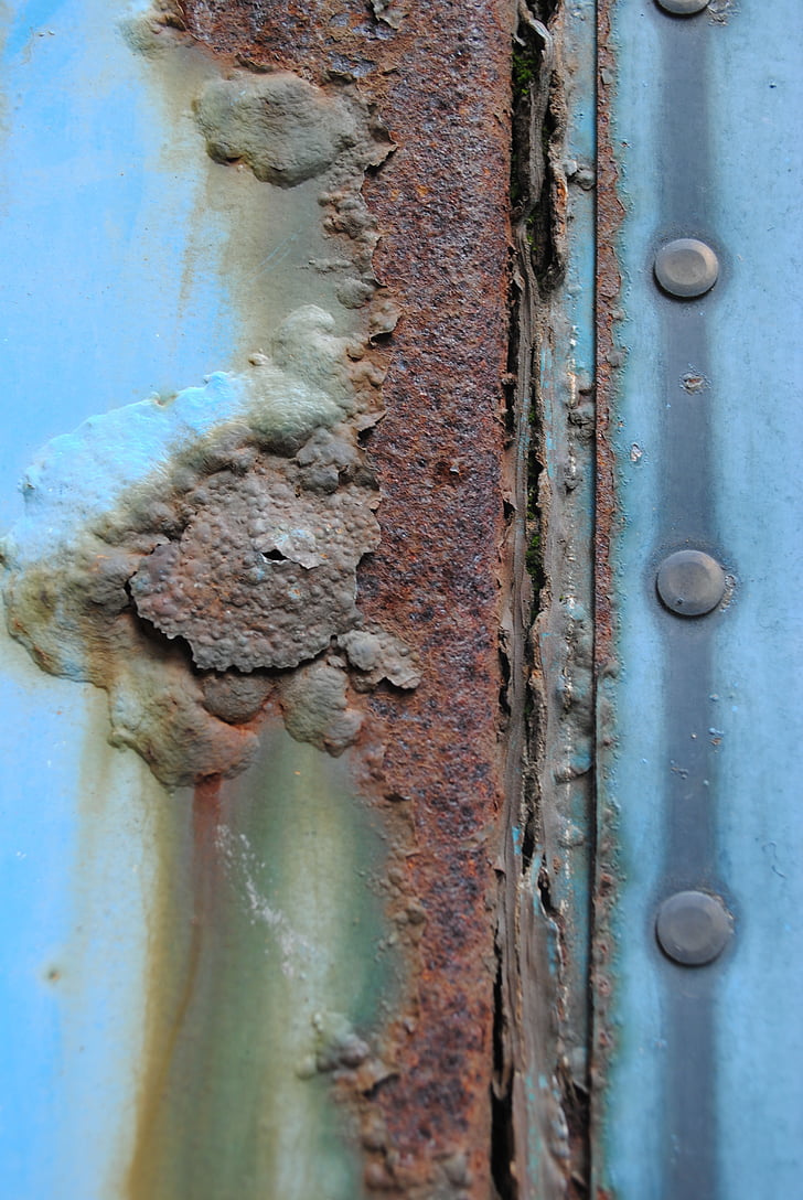texture, rust, brown, blue, peeling paint, water, reflection