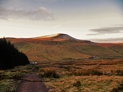 Wales, Pen-y-fan, Sunrise, hory, zimné