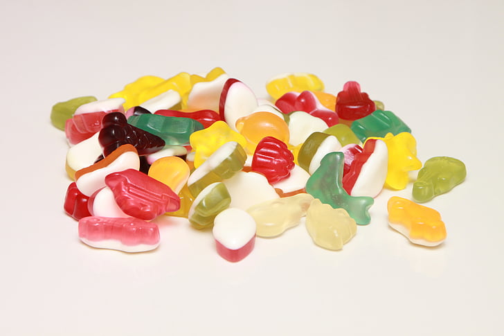 candy, colored, fruit, gummy, jelly, shape, food
