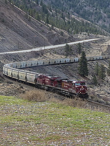 dlouhá, vlakem, lokomotiva, provoz, Doprava, skladby, železnice