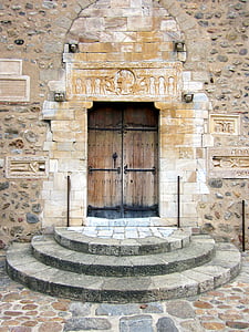 Saint-génis-des-fontaines, Portál, Architráv, Abbey, stredoveké, Benediktínsky, Pyrénées-orientales